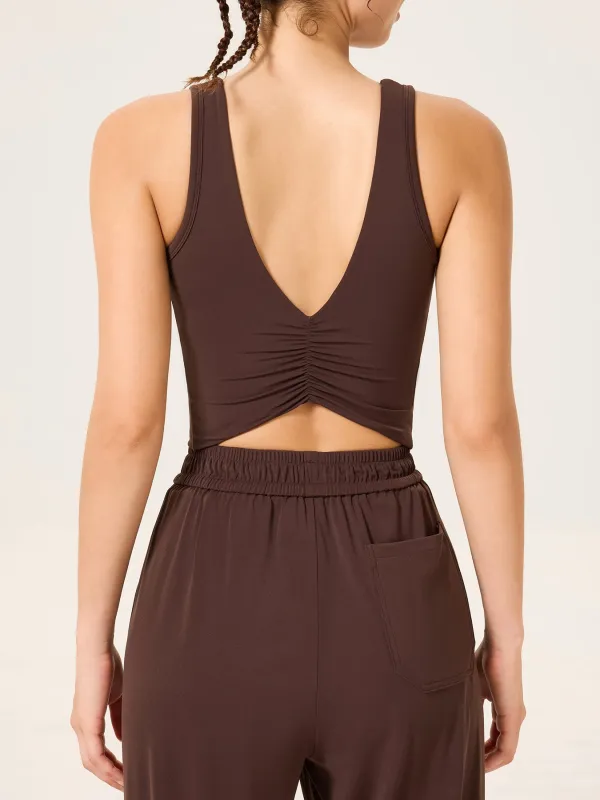 Coffee Twist Back Tank Top sold by BERLOOK