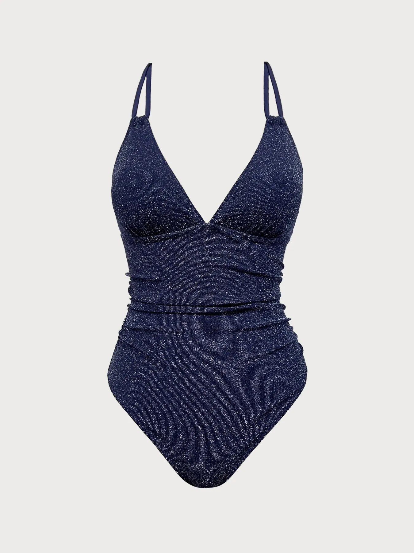 Blue Lurex V-Neck One Piece Swimwear sold by BERLOOK