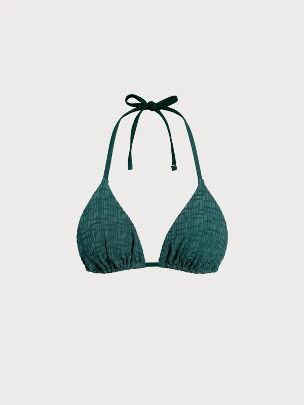 Green Monogram Halter Bikini Top sold by BERLOOK