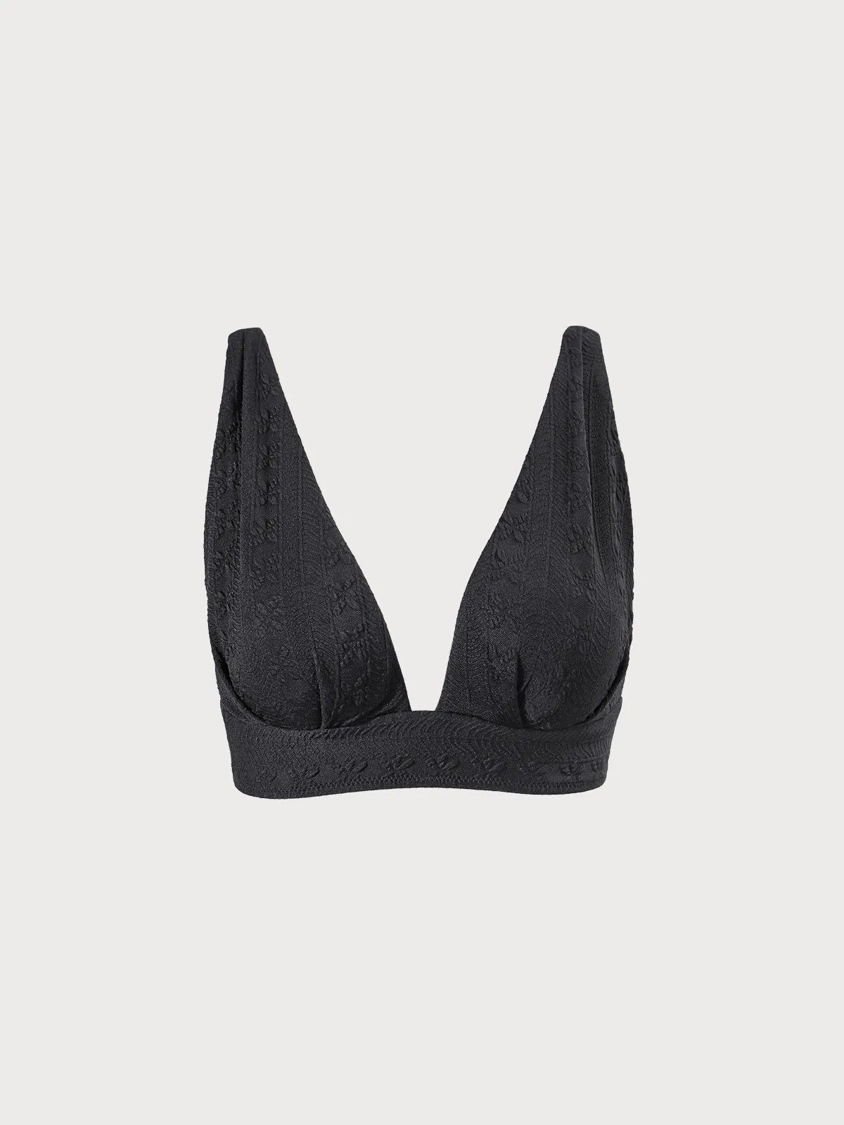 Black Textured Plunge Bikini Top sold by BERLOOK product image thumbnail 5