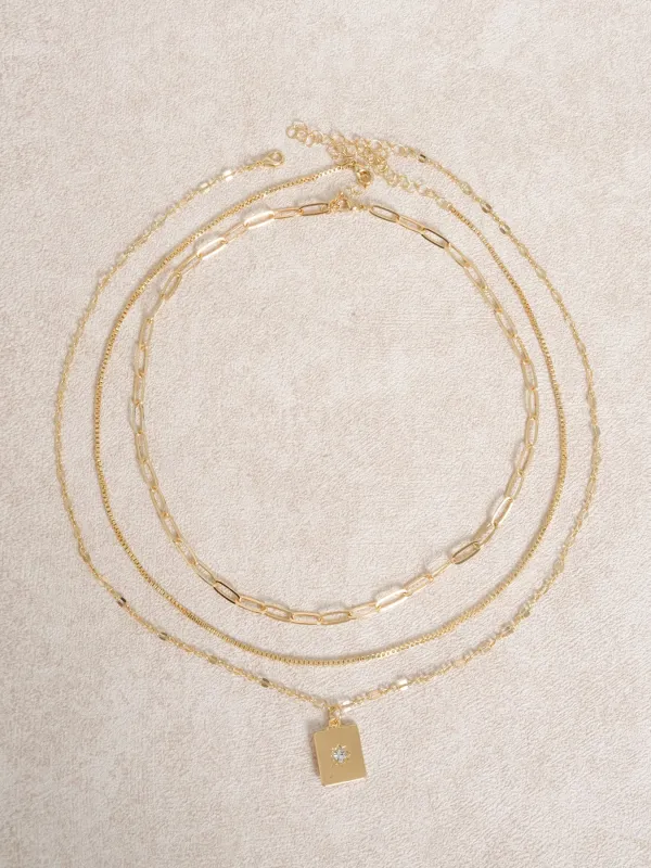 Gold Layered Chain Necklace sold by BERLOOK