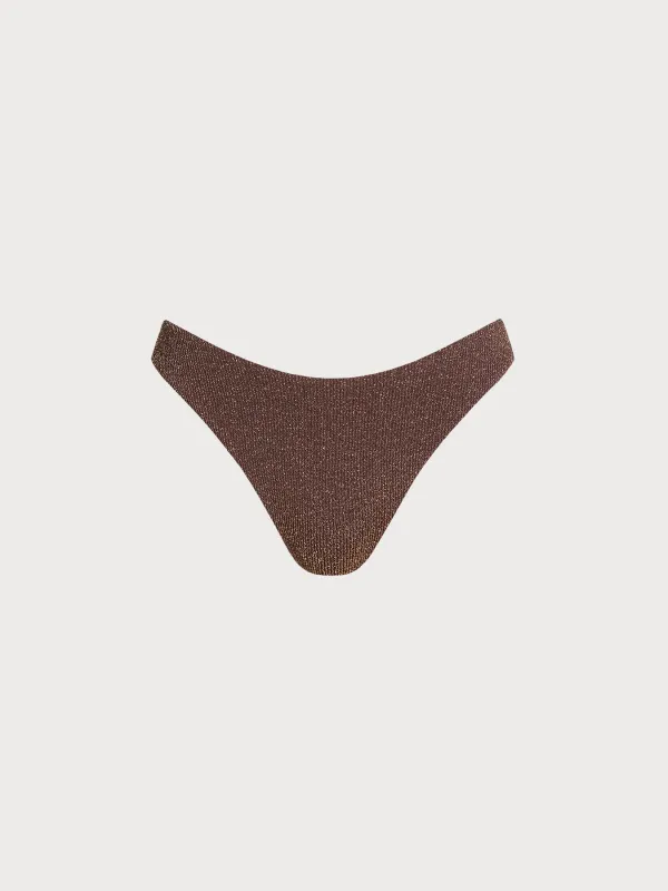 Dark Coffee Lurex Bikini Bottom sold by BERLOOK
