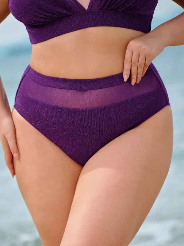 Purple Mesh Plus Size Bikini Bottom sold by BERLOOK