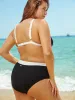 Black Contrast Trim Triangle Plus Size Bikini Top sold by BERLOOK