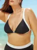 Black Contrast Trim Triangle Plus Size Bikini Top sold by BERLOOK