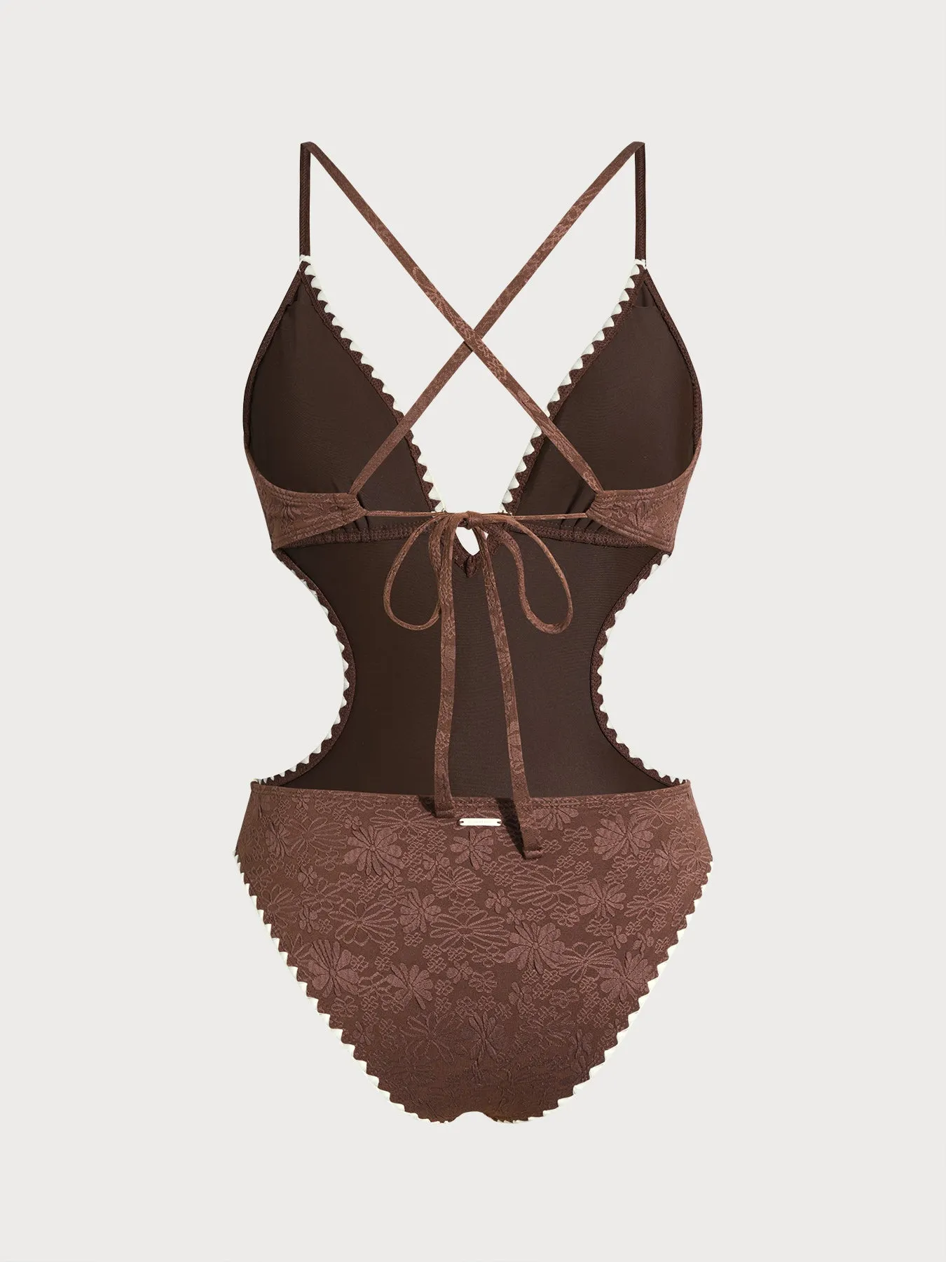 Dark Coffee Cutout One-Piece Swimsuit sold by BERLOOK product image thumbnail 2
