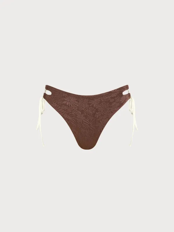 Dark Coffee Tie Cutout Bikini Bottom sold by BERLOOK