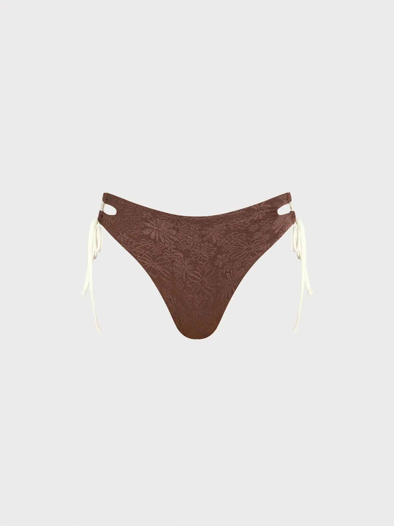Dark Coffee Tie Cutout Bikini Bottom sold by BERLOOK
