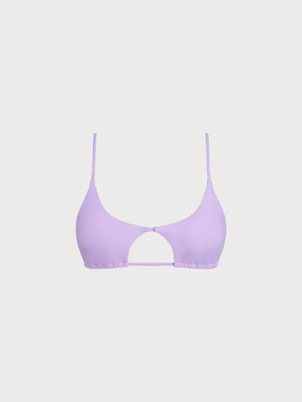 ECONYL® Purple Cutout Bikini Top sold by BERLOOK
