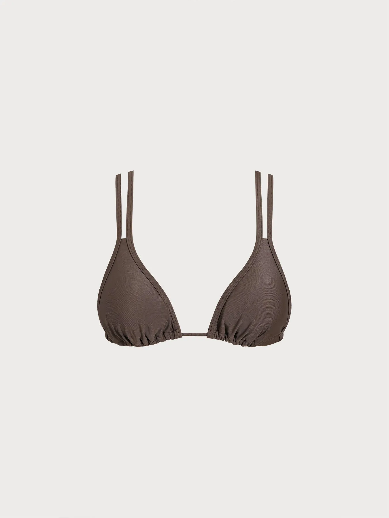 ECONYL® Dark Coffee Strappy Bikini Top sold by BERLOOK