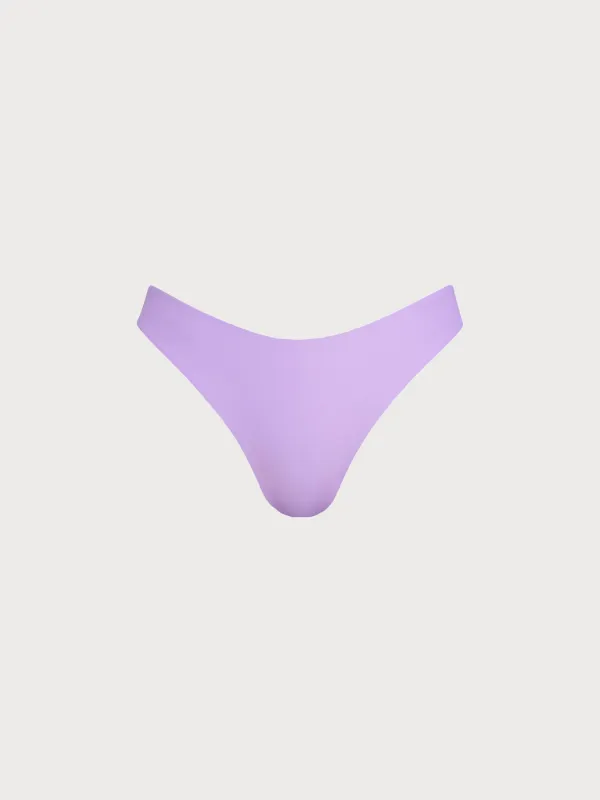 ECONYL® Purple Solid Low Waisted Bikini Bottom sold by BERLOOK