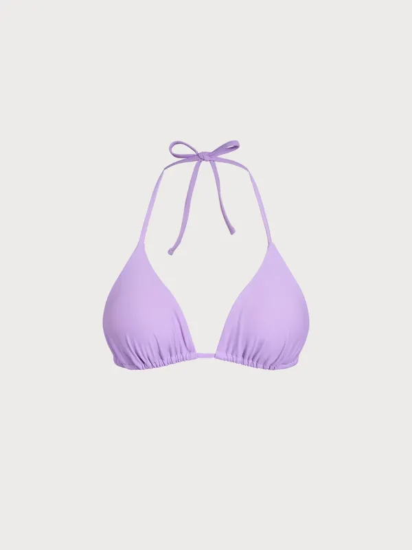ECONYL® Purple Halter Triangle Bikini Top sold by BERLOOK