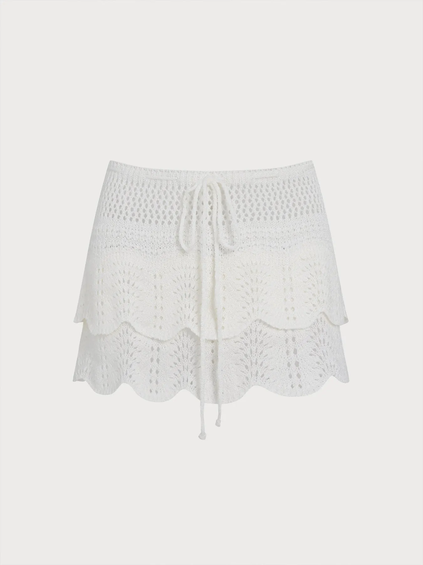 White Double-Layer Crochet Cover-Up Skirt sold by BERLOOK