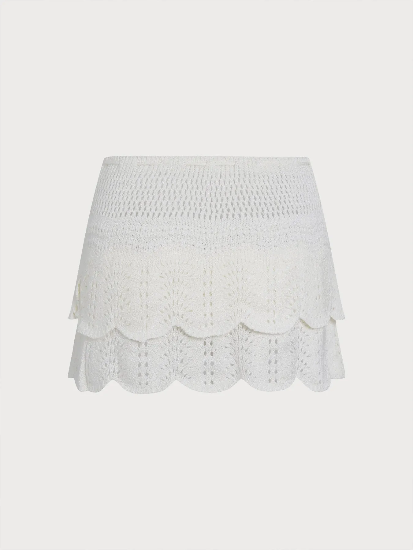 White Double-Layer Crochet Cover-Up Skirt sold by BERLOOK product image thumbnail 2