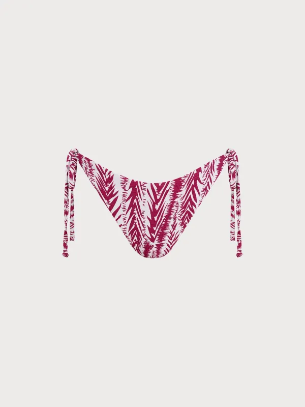Wine Red Leaf Textured Tie Bikini Bottom sold by BERLOOK
