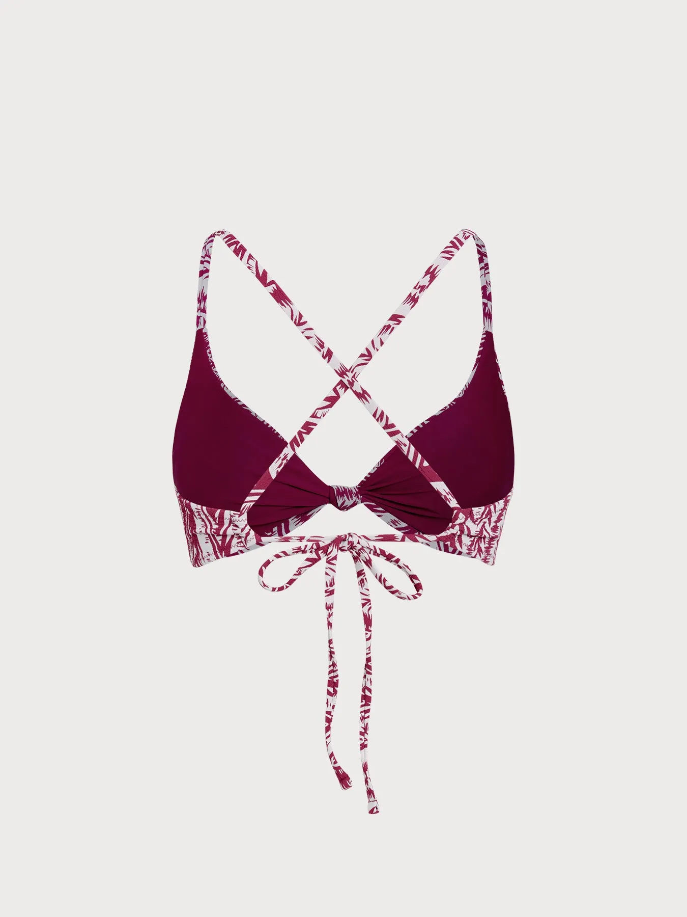 Wine Red Geometric Textured Knot Bikini Top sold by BERLOOK product image thumbnail 2