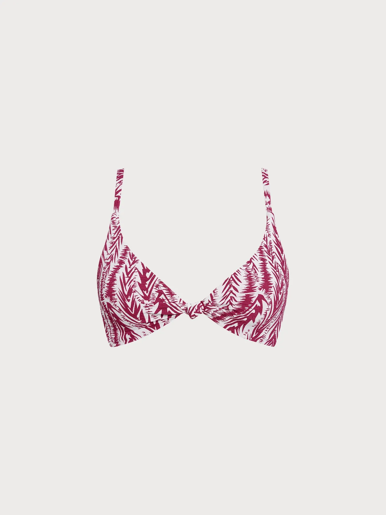 Wine Red Geometric Textured Knot Bikini Top sold by BERLOOK