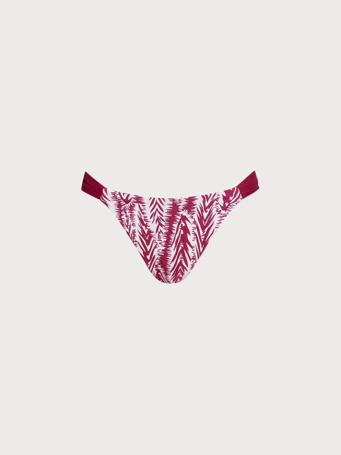 Wine Red Leaf Textured Bikini Bottom sold by BERLOOK