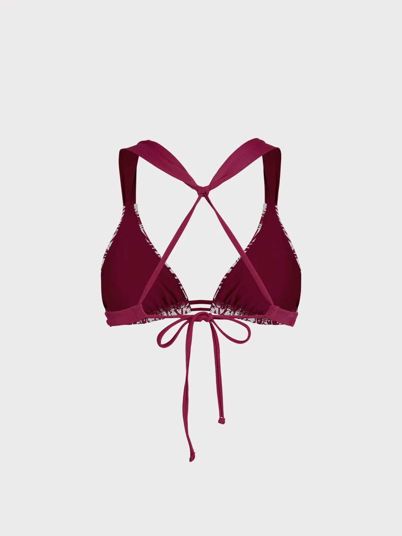 Wine Red Leaf Textured Strap Bikini Top sold by BERLOOK product image thumbnail 2