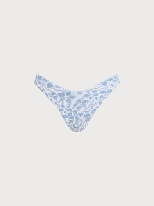 Light Blue Textured Floral Bikini Bottom sold by BERLOOK
