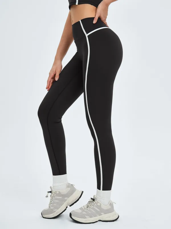 Black High-Waist Side-Stripe Leggings 27" sold by BERLOOK