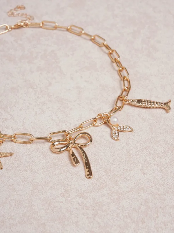 Gold-Tone Charm Necklace made by BERLOOK