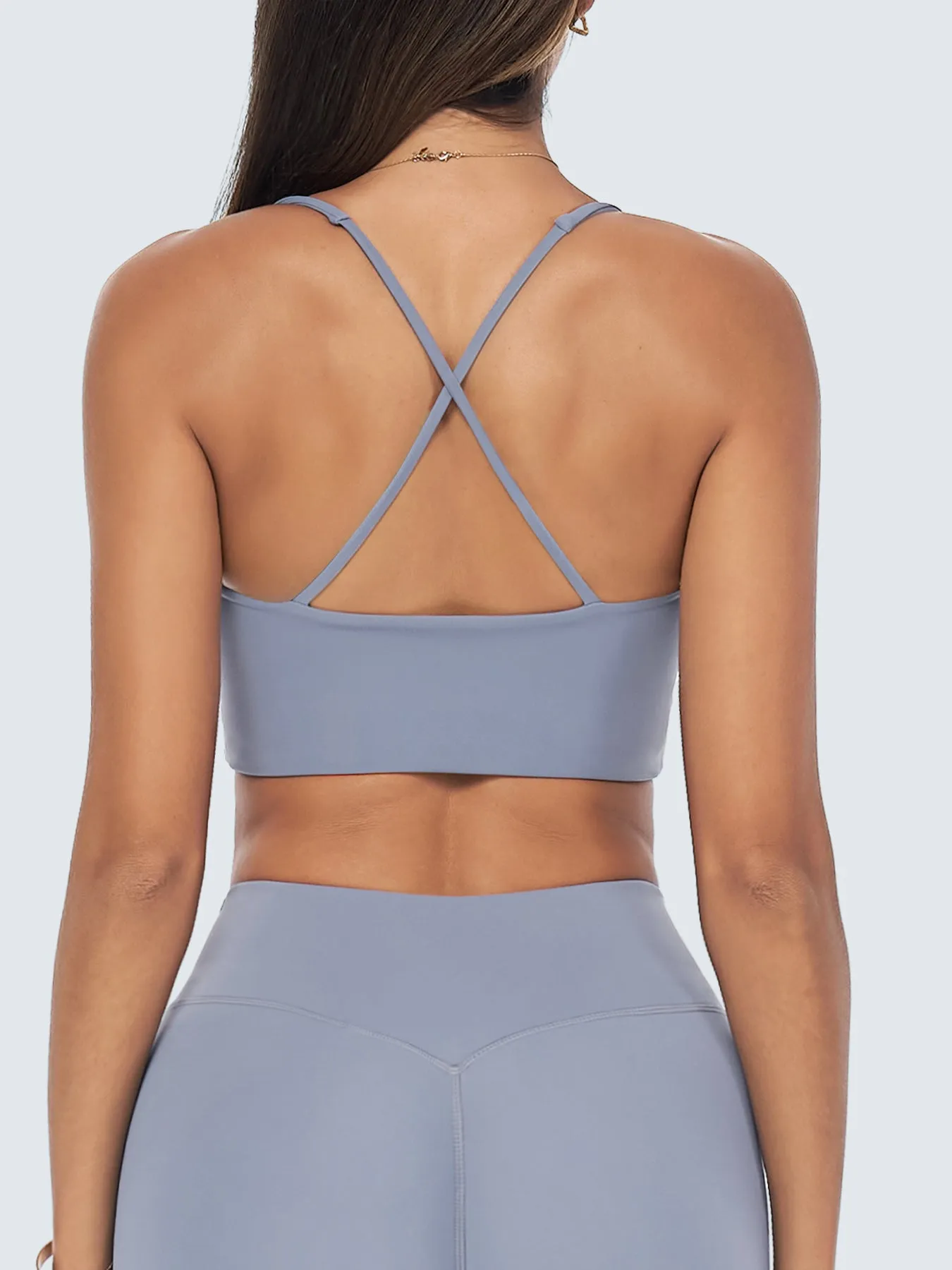 Light Blue Cross-Back Stitch Sports Bra sold by BERLOOK product image thumbnail 3