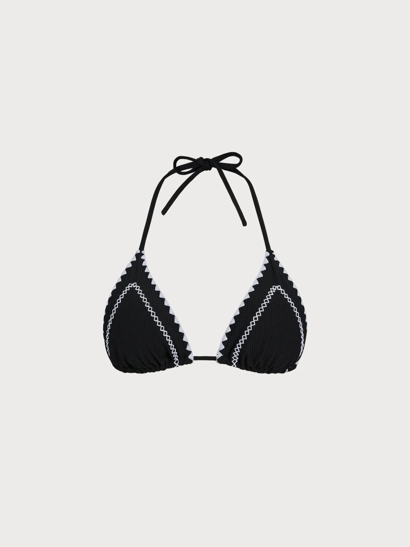 Black Stitch Triangle Bikini Top sold by BERLOOK