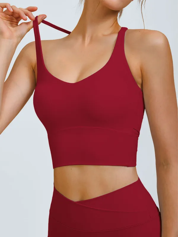 Wine Red X Cross Sports Bra-Light Support sold by BERLOOK