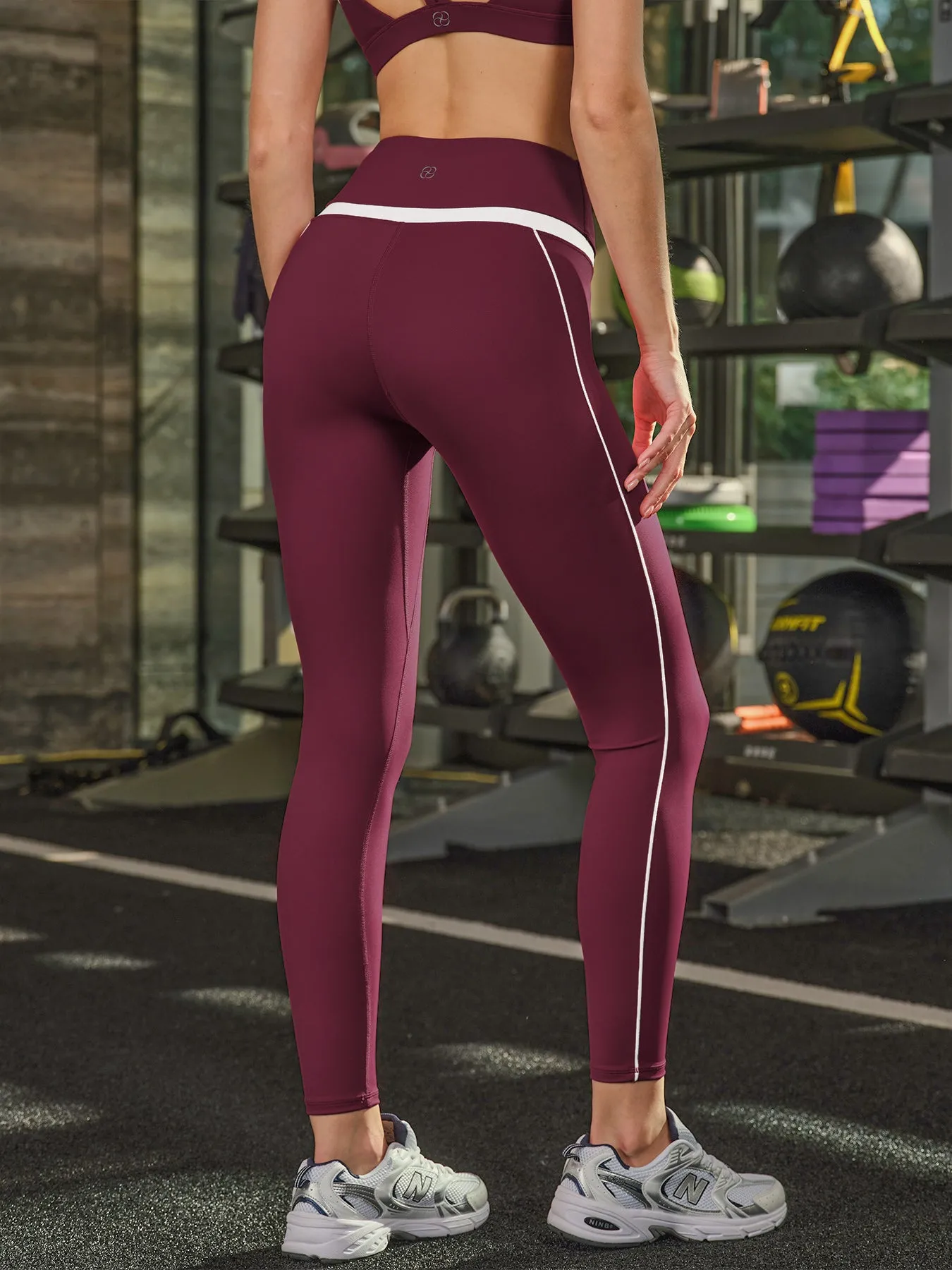 Red Contrast High Waisted Leggings 27" sold by BERLOOK product image thumbnail 3