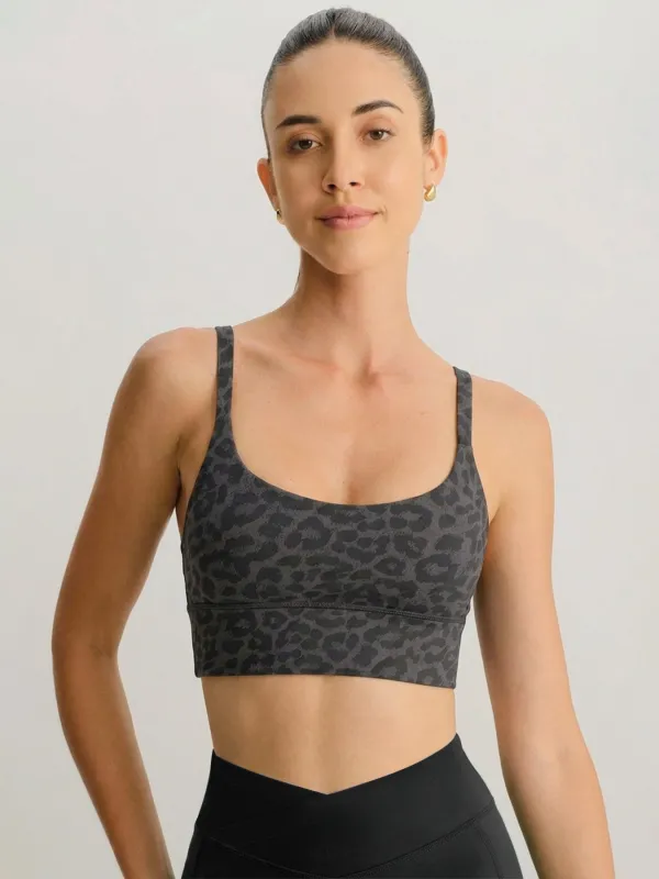 Grey Leopard X Cross Sports Bra-Light Support sold by BERLOOK