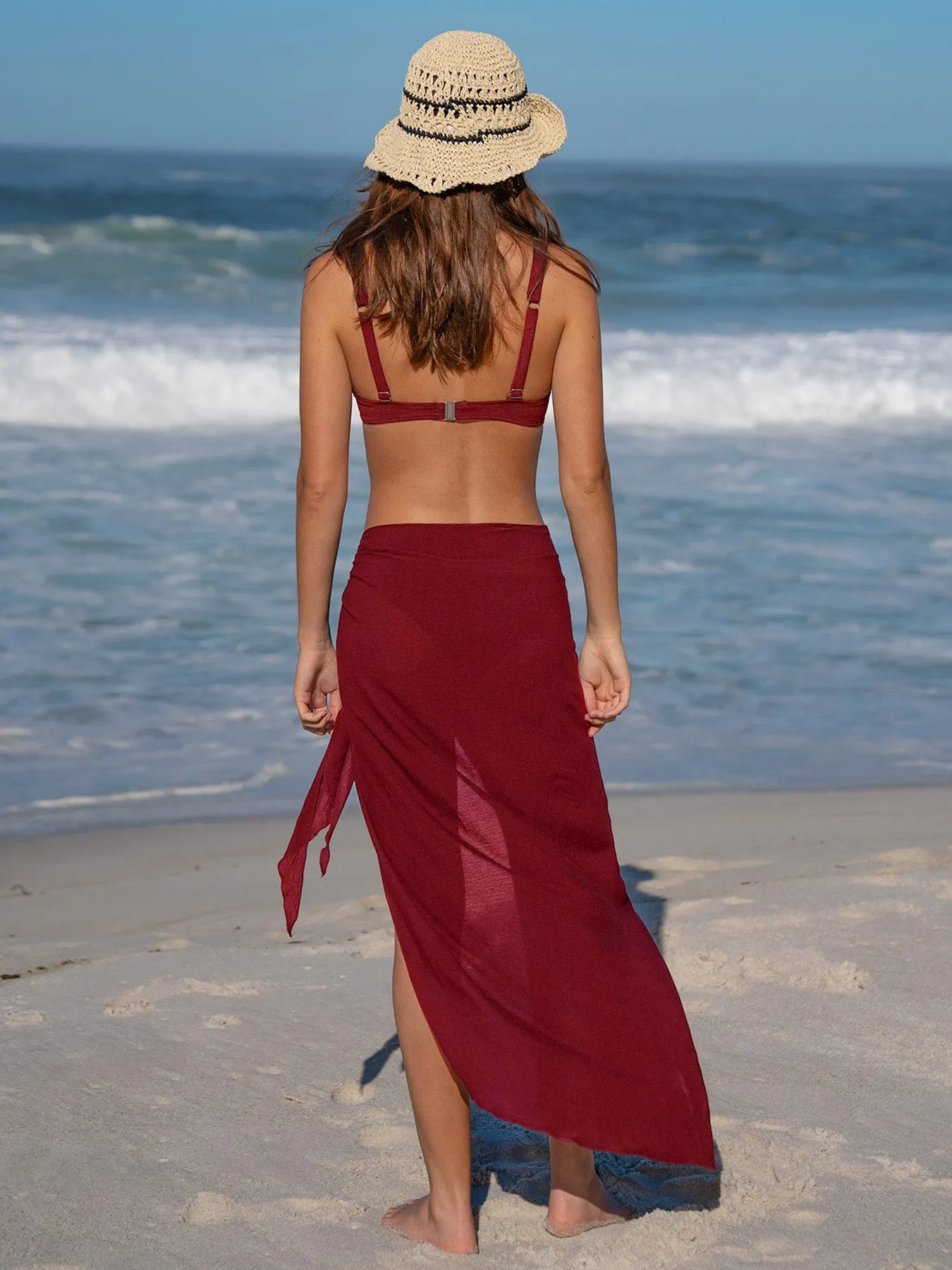Wine Red Wrap Cover-Up Maxi Skirt sold by BERLOOK product image thumbnail 2