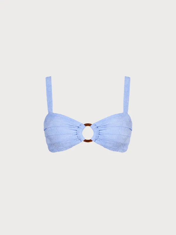 Light Blue Textured Cutout O-Ring Bikini Top sold by BERLOOK