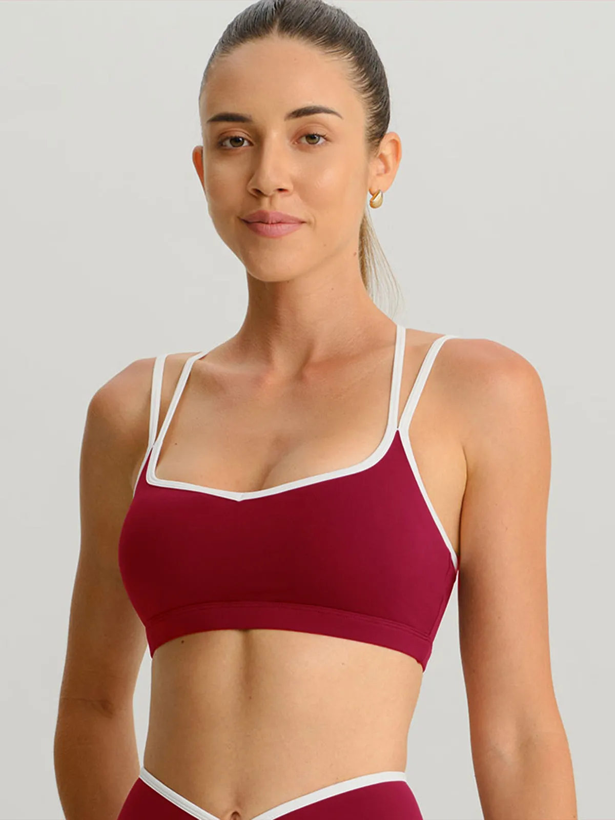 Wine Red X Cross Sports Bra - Light Support sold by BERLOOK