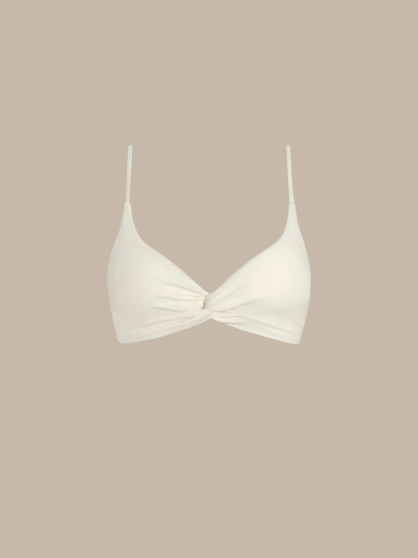 ECONYL® Off White Twist Bikini Top sold by BERLOOK