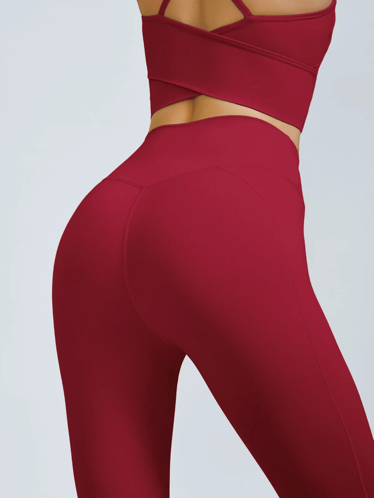 Wine Red V-Waist Leggings 24" sold by BERLOOK product image thumbnail 3