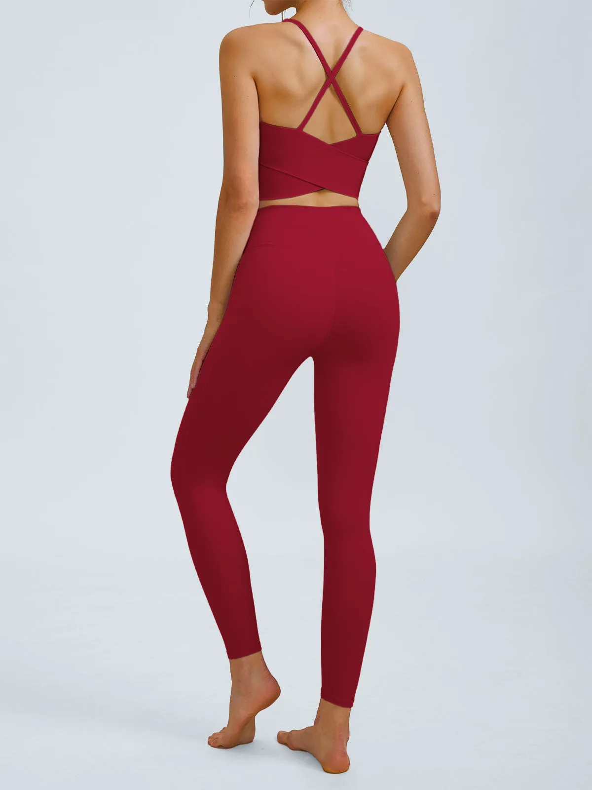 Wine Red V-Waist Leggings 24" sold by BERLOOK product image thumbnail 5