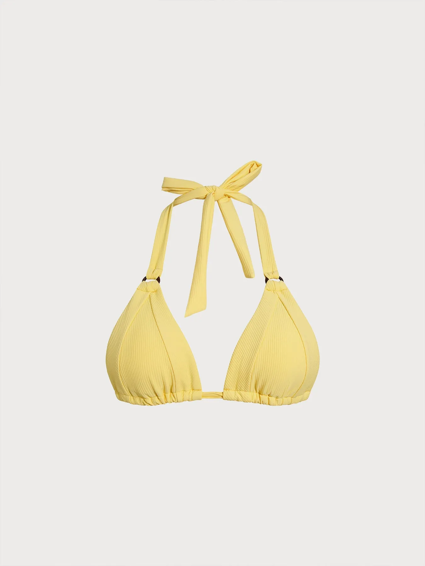 Yellow Tie O-Ring Bikini Top sold by BERLOOK