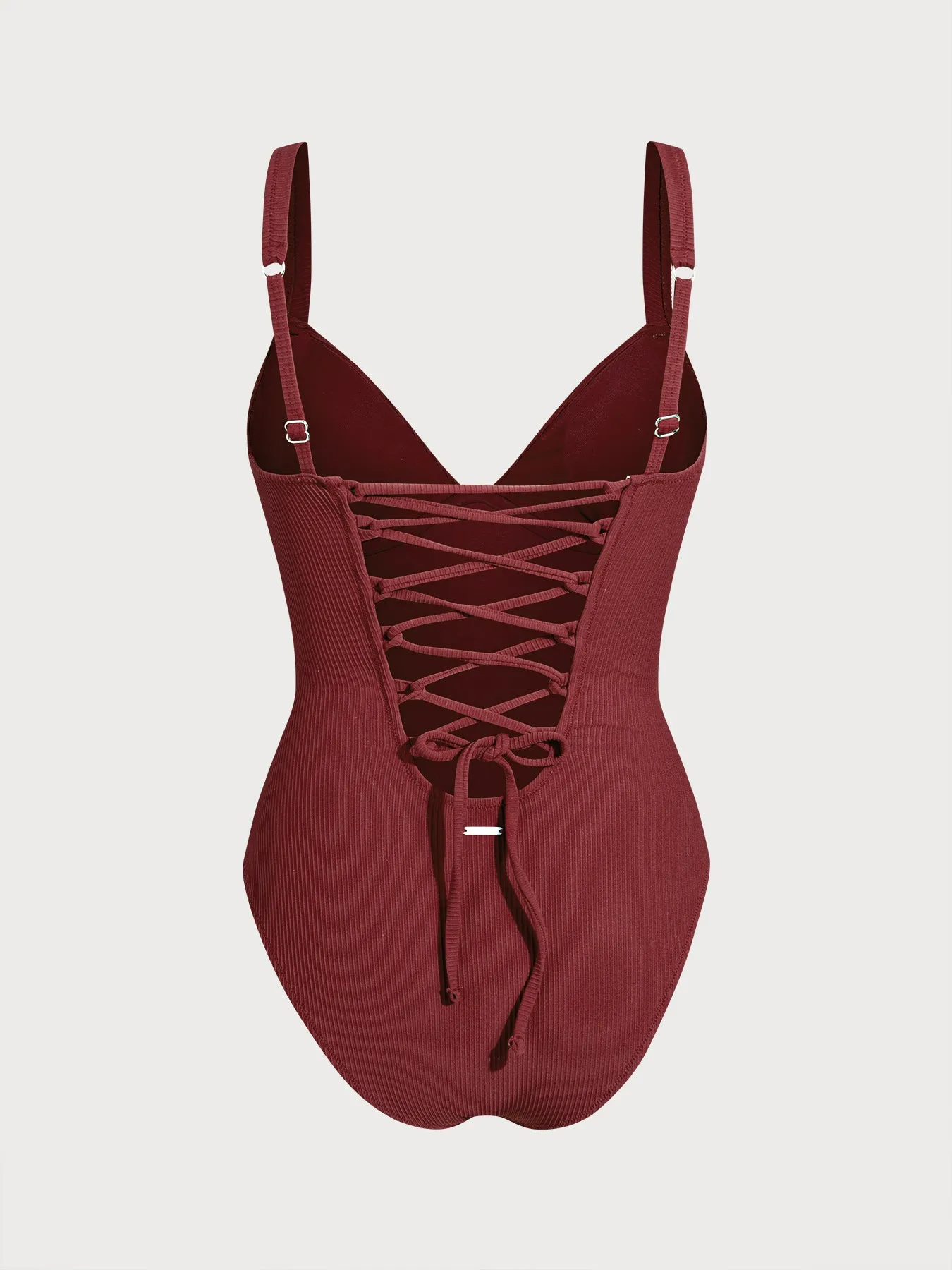 Wine Red Cross Back One Piece Swimwear sold by BERLOOK product image thumbnail 4