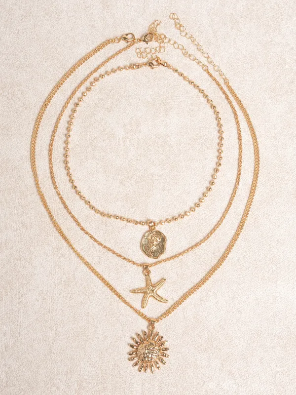 Gold Alloy Multi-Pendant Necklace made by BERLOOK