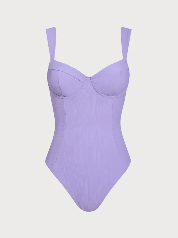Purple Cross Back Tummy Control One-Piece Swimsuit sold by BERLOOK