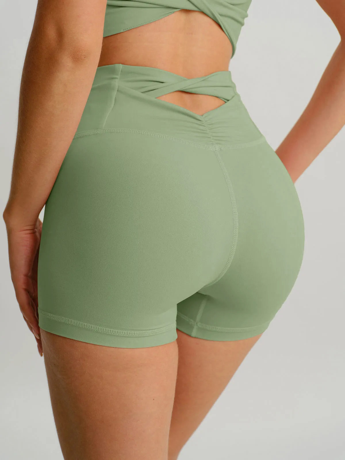 Light Green Cut Out Shorts 3" sold by BERLOOK
