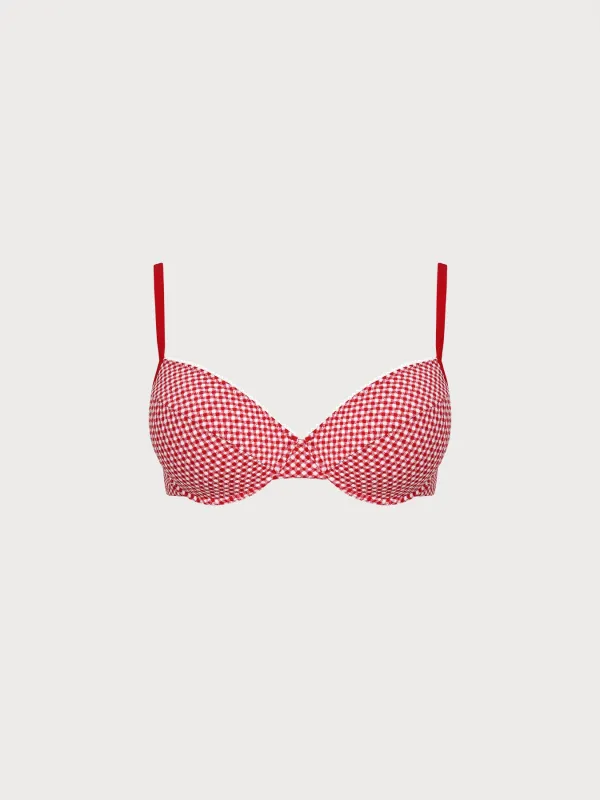 Red Gingham Underwire Plus Size Bikini Top sold by BERLOOK