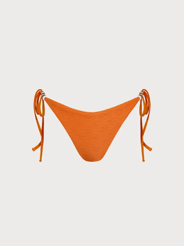 Orange Textured Tie Bikini Bottom sold by BERLOOK