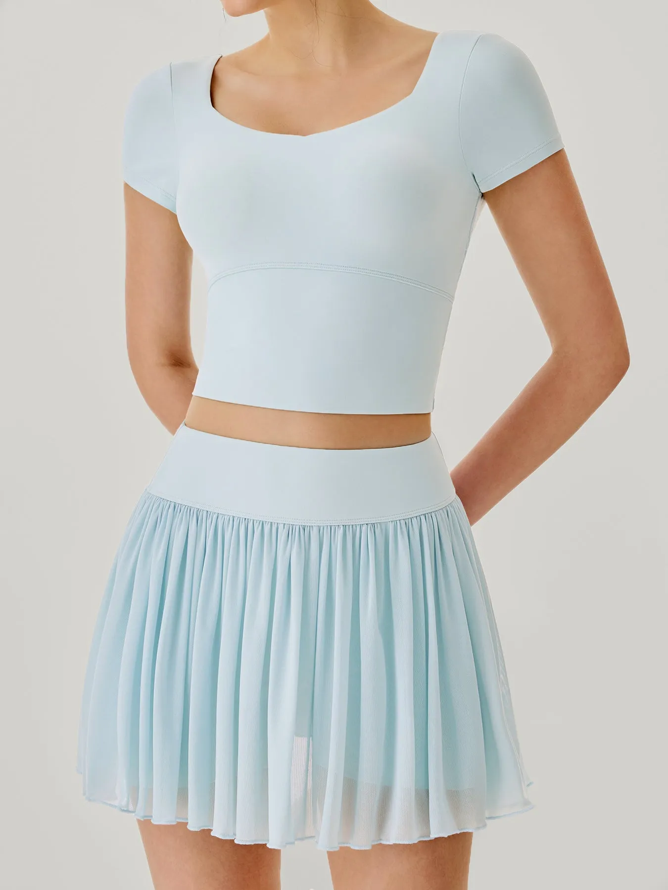 Blue Mesh Short Sleeve Top--Light Support sold by BERLOOK product image thumbnail 3