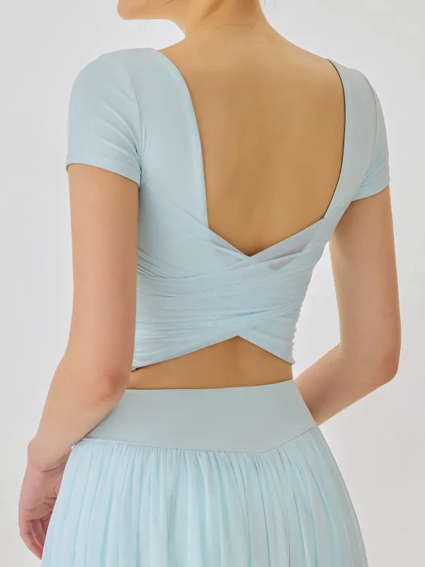 Blue Mesh Short Sleeve Top--Light Support sold by BERLOOK