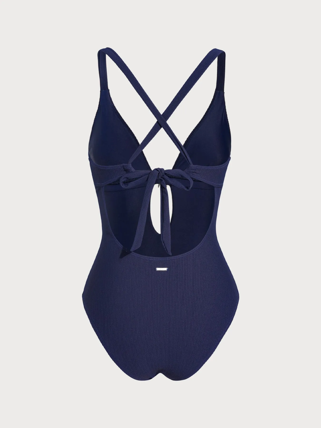 Navy Textured Halter One-Piece Swimsuit sold by BERLOOK product image thumbnail 2
