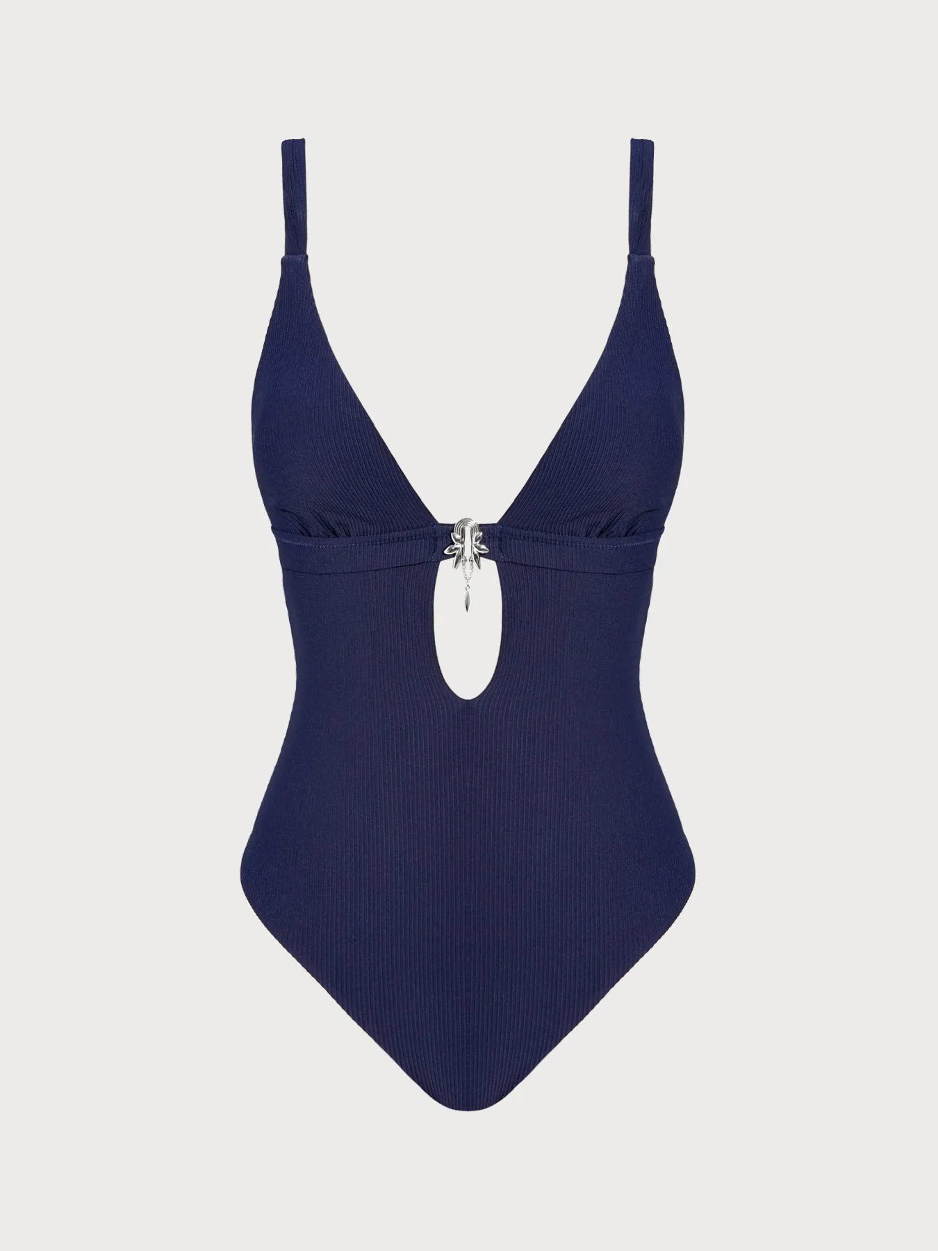 Navy Textured Halter One-Piece Swimsuit sold by BERLOOK