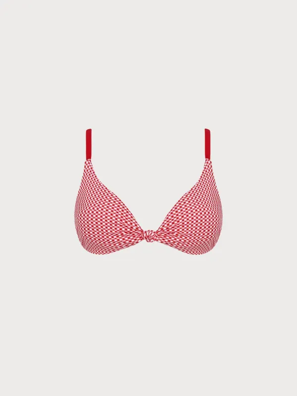 Red Gingham Knot Plus Size Bikini Top sold by BERLOOK