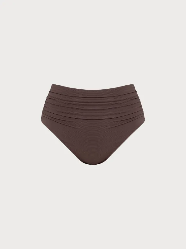 Coffee Ruched Plus Size Bikini Bottom made by BERLOOK
